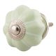 Light Green With Silver Line Medium Ceramic Melon Drawer Knob